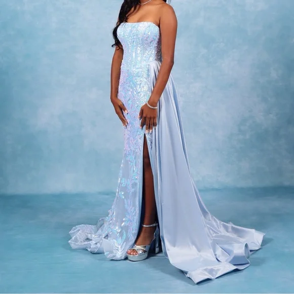 Ava Presley Strapless Sequin Long Prom Dress Size 0 - Picture 2 of 3